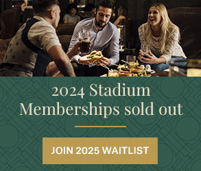 Three patrons enjoying food with a tagline saying become a 2024 Suncorp Stadium Member and a call to action saying enquire now