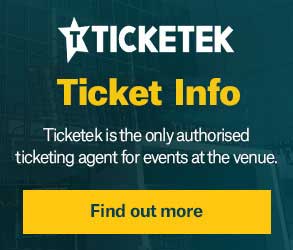 A promo image with the Ticketek logo and the header saying Ticketek Info, Ticketek is the only authorised ticketing agent for events at the venue and a call to action saying find out more