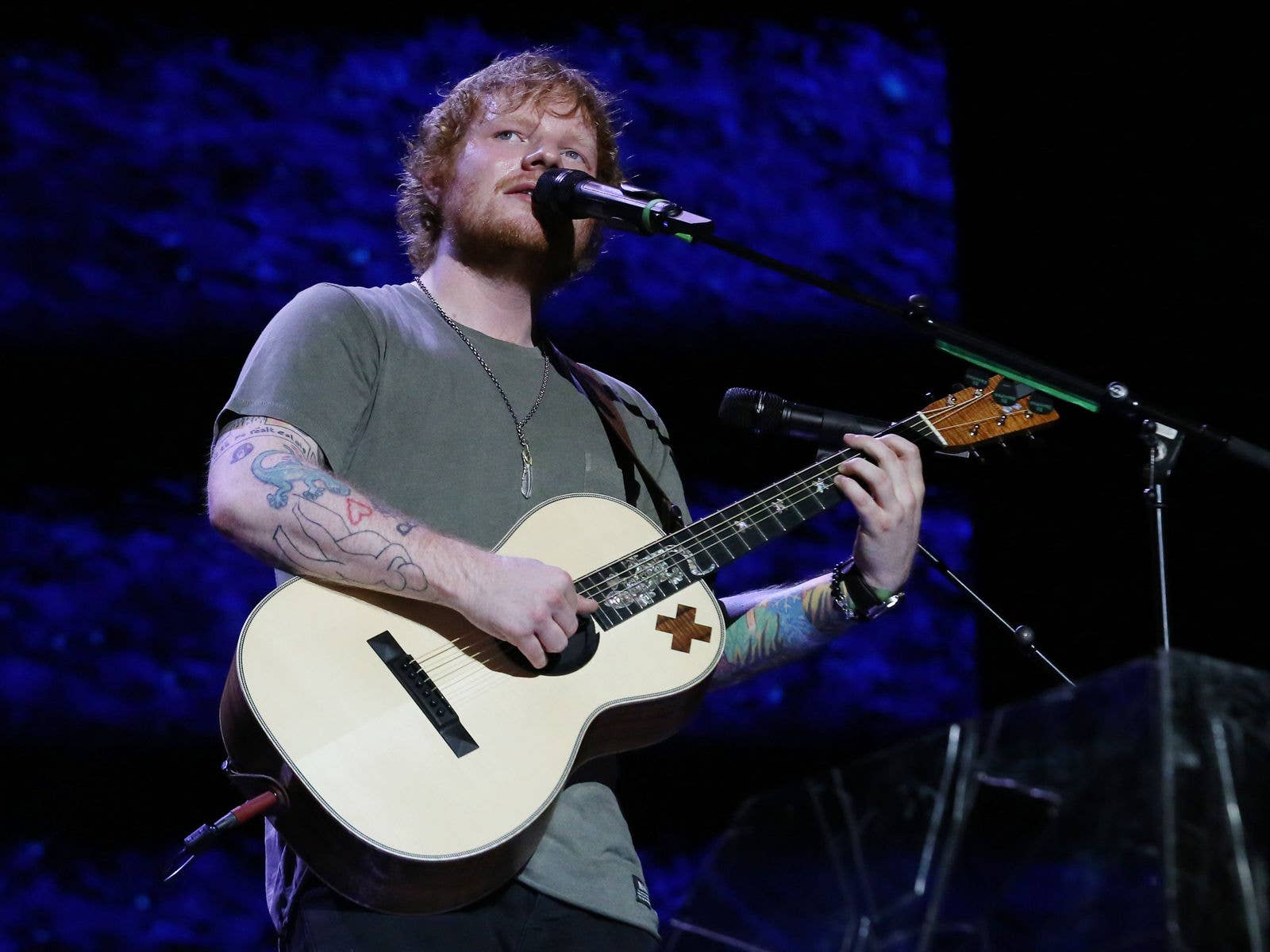 2015 - Ed Sheeran Ed Sheeran on stage at Suncorp Stadium during his Multiply Tour in 2015. PICTURE: Marc Robertson