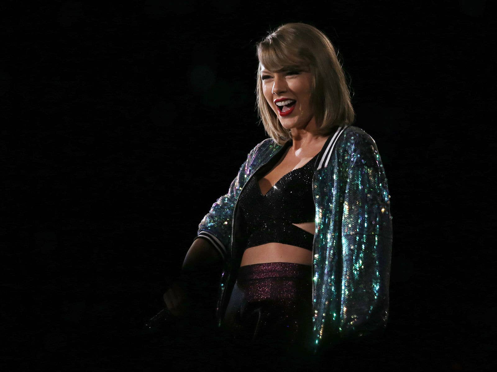 2015 - Taylor Swift Taylor Swift on stage at Suncorp Stadium during her 1989 World Tour in 2015. PICTURE: MARC ROBERTSON