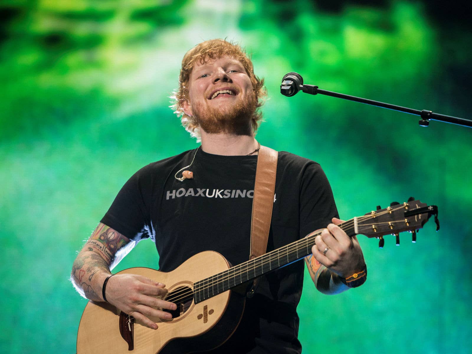 2018 - Ed Sheeran Ed Sheeran on stage at Suncorp Stadium during his Divide Tour in 2018.