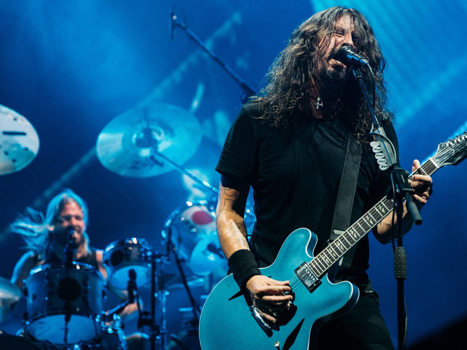 2018 - Foo Fighters Foo Fighters on stage at Suncorp Stadium during their Concrete and Gold Tour in 2018.