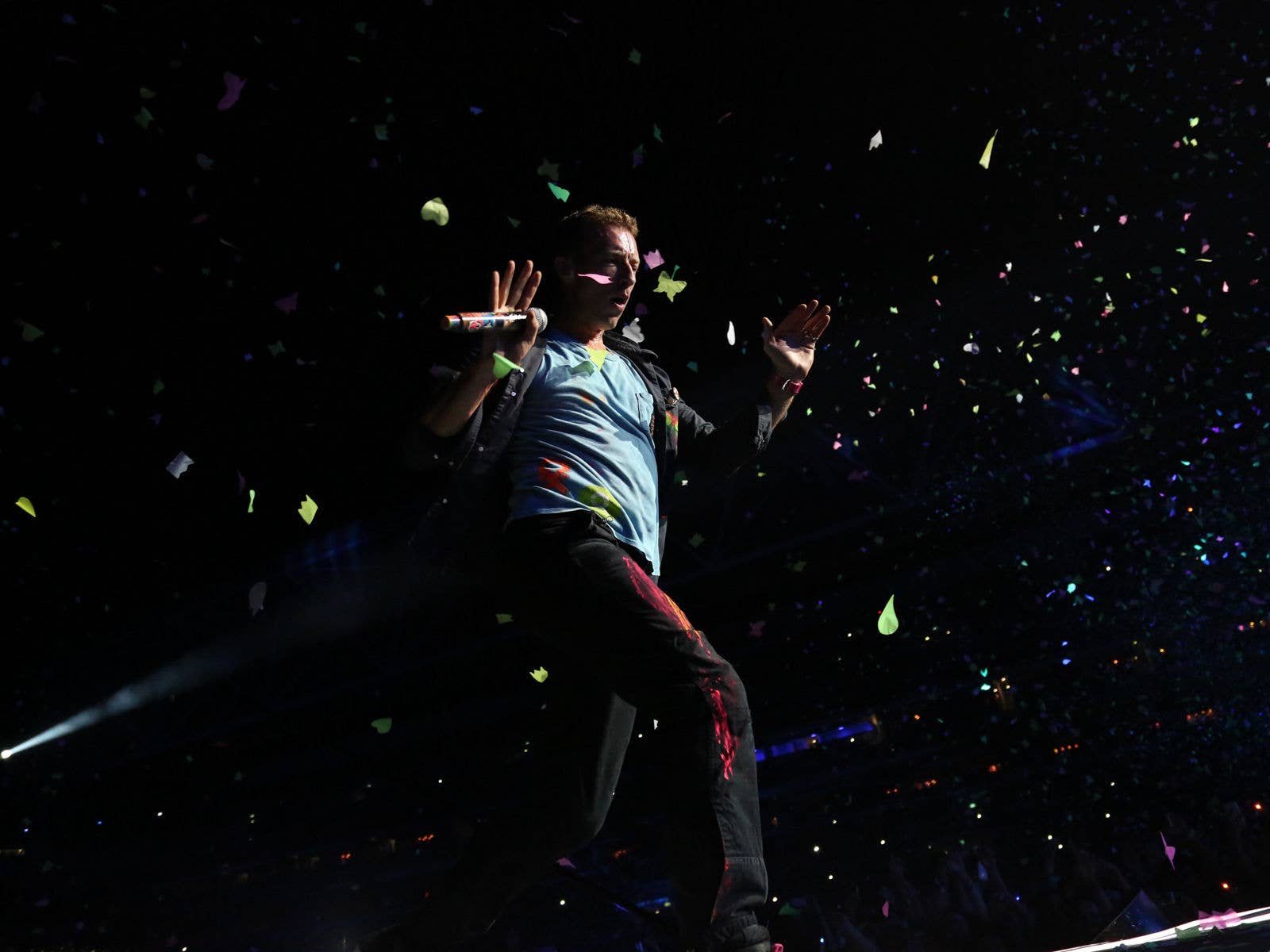 2012 - Coldplay Coldplay on stage at Suncorp Stadium during their Mylo Xyloto Tour in 2012.
